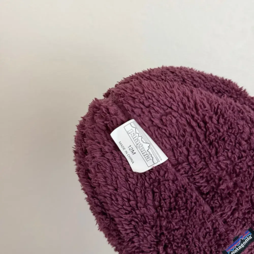 Patagonia Baby Reversible Beanie Fleece Sweater Knit Floral Purple Blue 12M